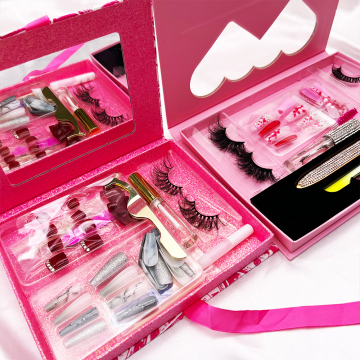 Ιδιωτική ετικέτα Wispy False eyelashes: Πλήρης ταινία, σχήμα ανεμιστήρα, λάμψη sequin διακοσμημένο και χρωματισμένες βλεφαρίδες ματιών