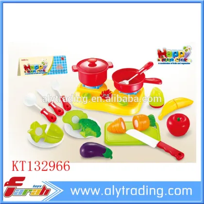 Plastic dinner set Kids Kitchen play toys kitchen cooking toys with vegetable