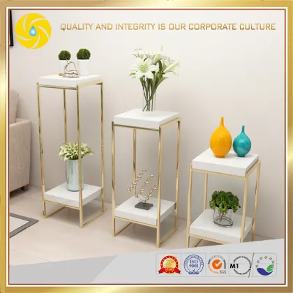 indoor home decoration metal golden flower rack tall gold flower stand