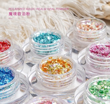 Hoogwaardige professionele nagelsalon ijskristal chroom poeder opaal fantasy kleur reflecterende kameleon pailletten vlok