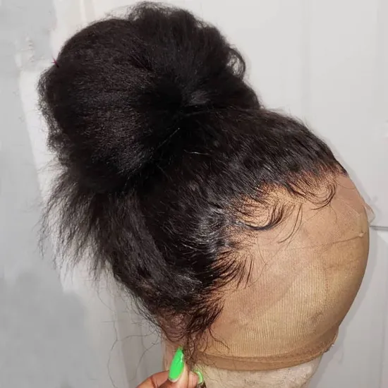 Wholesale Yeswigs Yaki Straight Pre Plucked Transparent Swiss Lace Frontal Wigs Raw Brazilian Virgin Human Hair For Black Women