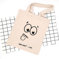 Cute cartoon face pattern canvas shopping hand bags