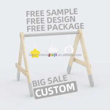 Montessori Wooden Baby Gym Play Mat with Customizable Hang Toys for Newborns