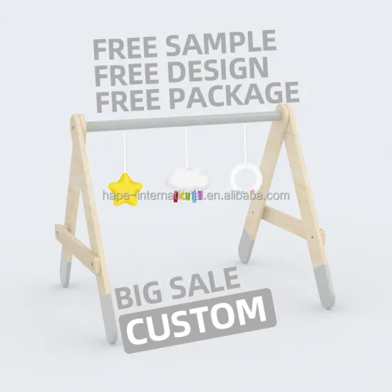 Montessori Wooden Baby Gym Play Mat with Customizable Hang Toys for Newborns