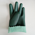 pvc coated green work sandy finish pvc gloves