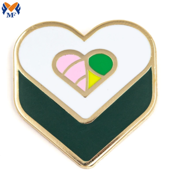Pin de forma de corazón de sushi de logotipo de metal