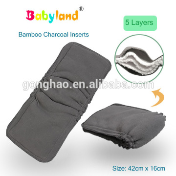 United States Best Seller 5 Layers Gussets Bamboo Diaper Charcoal Inserts