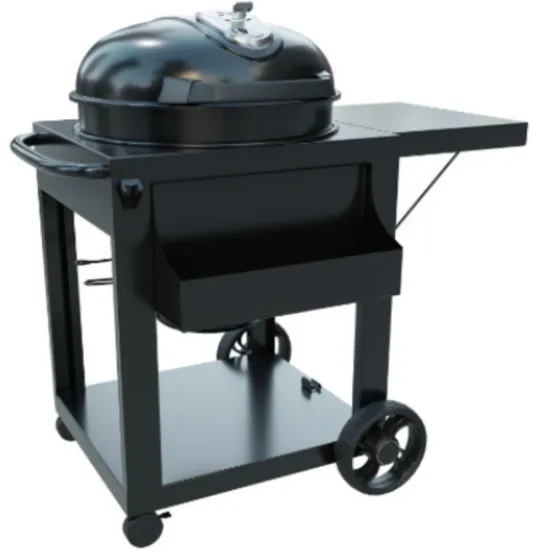 Courtyard Garden Charcoal BBQ Grill Deluxe Kettle Grill with Side Table and Trolley
