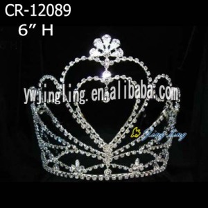 6" Wholesale rhinestone pageant crown and tiara