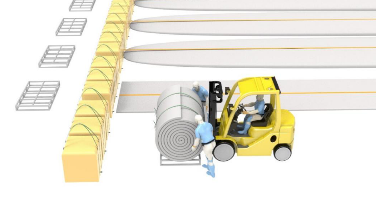 Placing each inflatable structure module in sequence