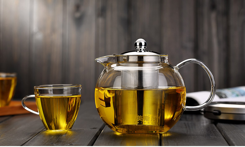 strainer glass teapot