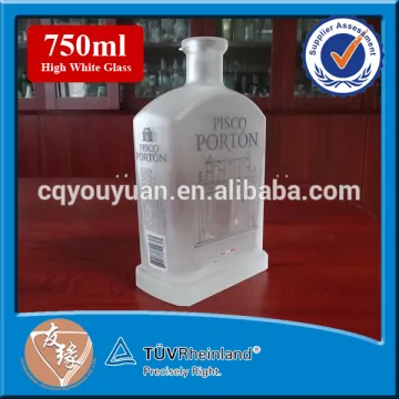 custom design heavy weight pisco alcoholic white frosted 750ml glass bottle wholesale