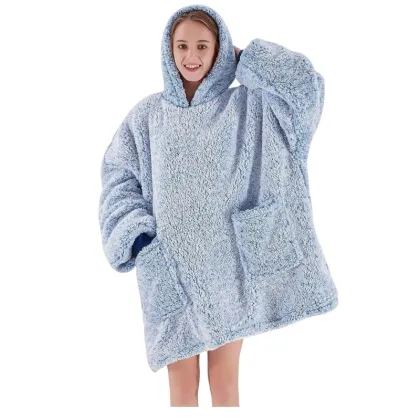 Wearable Blanket Hoodie with Sherpa Lining and Pocket