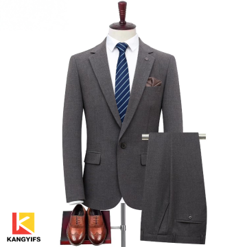 Costume d'affaires gris foncé à simple boutonnage pour homme