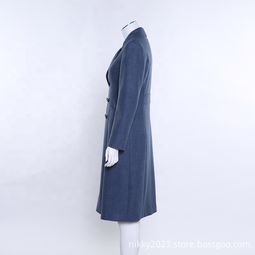Superior Quality long overcoat women top brand winter dark blue wool coat long women