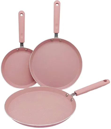 Pink Color Non-Stick Shallow Frying Pan for Pancakes and Crepes