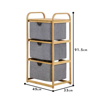 3-Tier Bamboo Storage Rack with Fabric Drawers