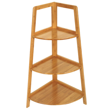 3 tiers durable bamboo triangle corner display shelf
