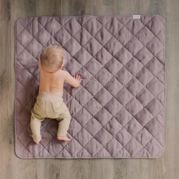 Reversible 47x47 Linen Cotton Play Mat for Infants