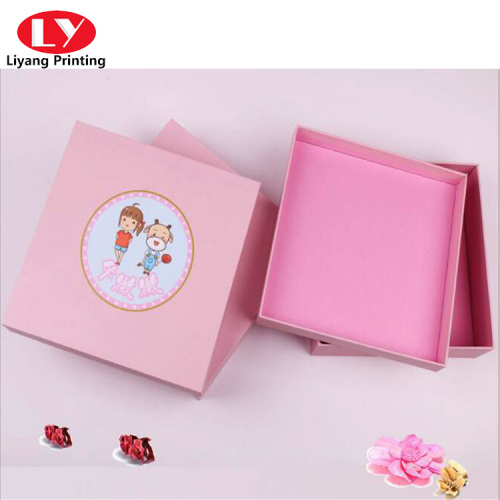 Custom logo pink storage paper box two lattices