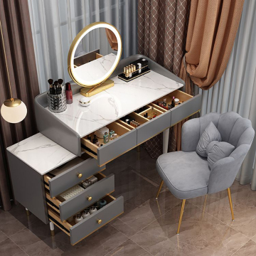 Modern Simple Light Luxury Bedroom Furniture - Dressing Table Set with LED Mirror for Girls