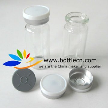 10ml sterile clear vial gray rubber stopper white smooth 20mm flip top cap crimper