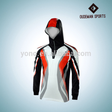 Custom made long sleeve heat transfer print fishing hoodies with low moq