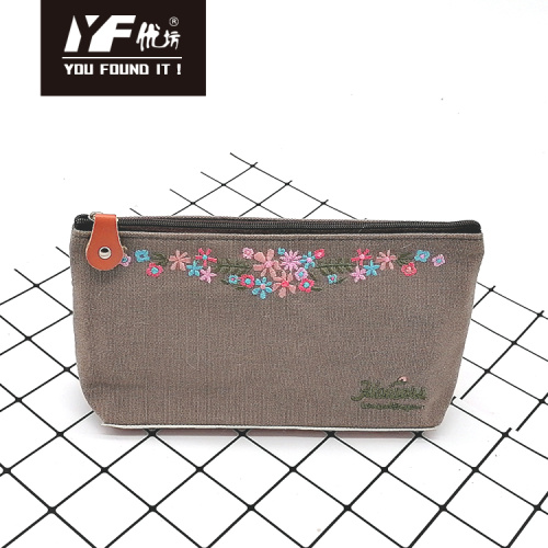 Canvas Cosmetic Bag Bulk Flower embroidery style canvas cosmetic bag Manufactory