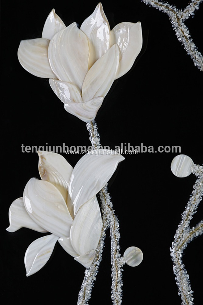 Unique Shell Made Magnolia Flower Shape Wall Picture for Decoration