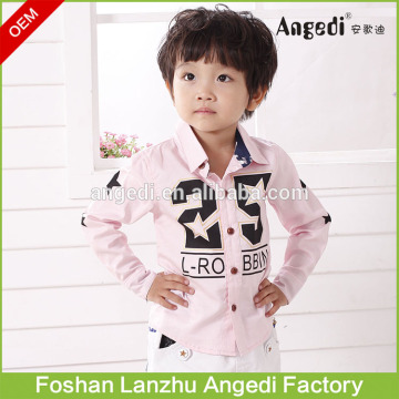 High quality children boy pink blue colors printing dress shirt with custom service