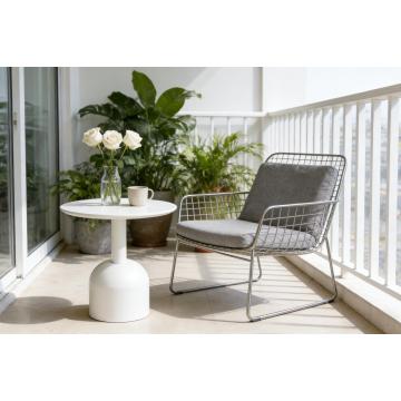 Mesa de centro redonda branca minimalista em MDF com fosco