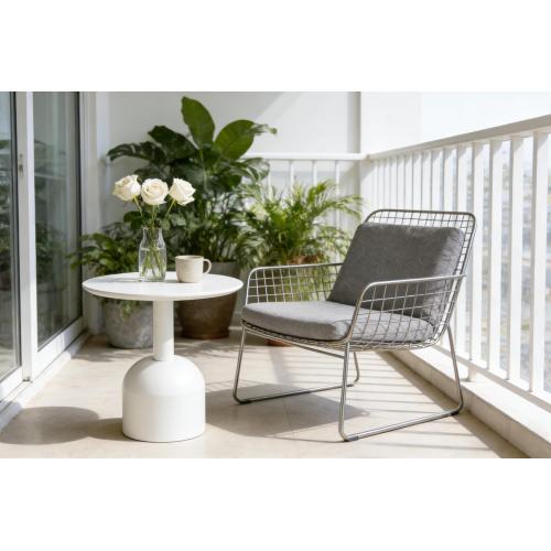 Mesa de centro redonda blanca minimalista MDF con mate