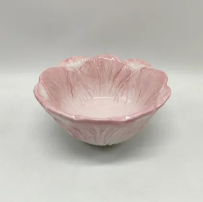 Pink Peony Relief Ceramic Flower Bowl