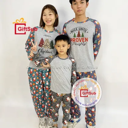 Matching Family Christmas Pajamas: Wholesale Long Sleeve Raglan Shirts & Printed Pants for Sublimation