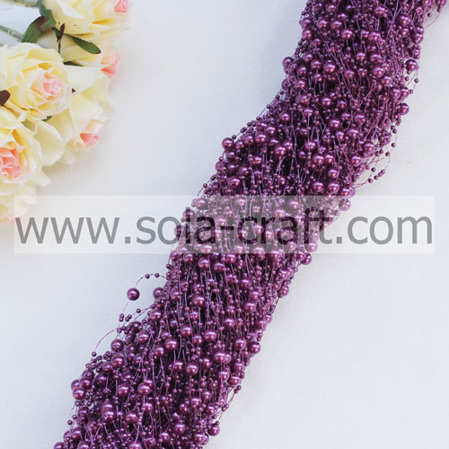 Crimson Purple Faux Pearl Beaded Chains With 3+8MM Beads