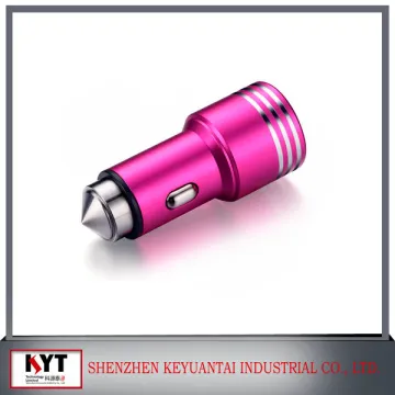 DC 12/24V usb car charger with safety hammer 5V3.1A for smart phones