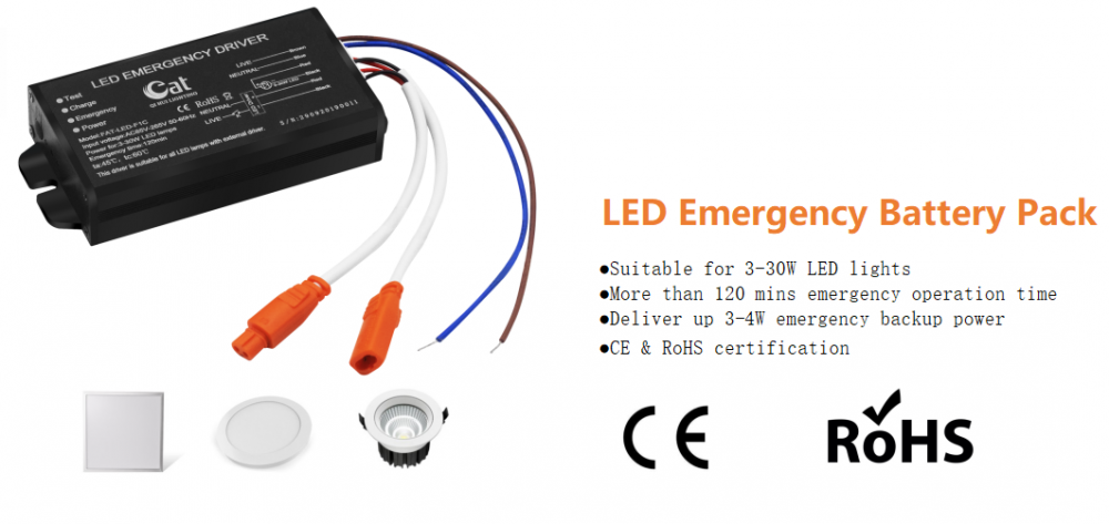 Pilote d'urgence externe LED de batterie Li-ion