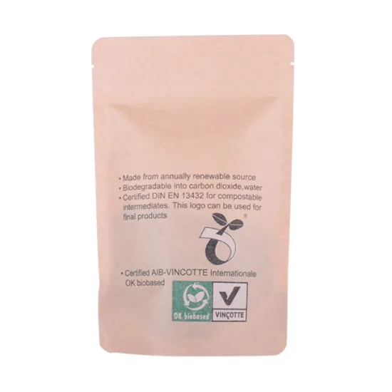 Stand up compostable paper bag with clear window