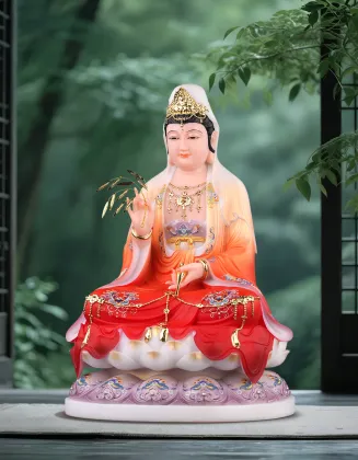 White Marble seated statue of Guanyin Bodhisattva