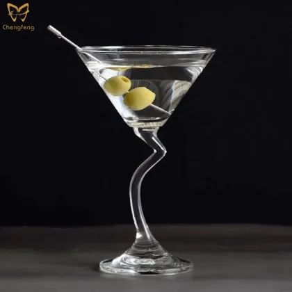 Z-Shaped Stem Martini Cocktail Glasses