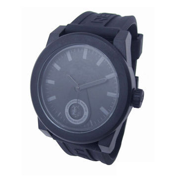Black Watches with Plastic Case and silicon Band, Available in Various ColorsNew
