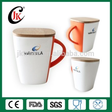 Wholesale creative cusotmised square white ceramic cup for coffee with lid