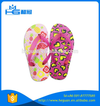 kids flip flops transparent pvc strap pe sole with printing