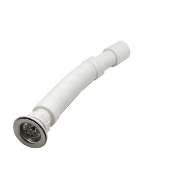 Bathroom Sink Shower Drain Hose, 3 Inch Flexible PVC Drain Pipe with Strainer