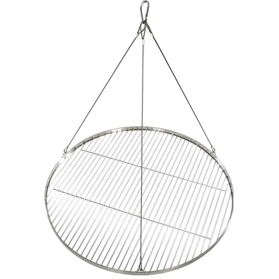 Adjustable Height Portable Campfire Grill Stand with Foldable 304 Stainless Steel Tripod and Hook