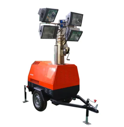 Night trailer lighting tower telescopic