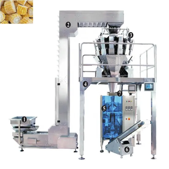 Frozen Maize Seafood Automatic Vertical Weighing Filling Sealing Packing Machine
