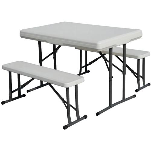 Table et bancs en plastique pliants portables