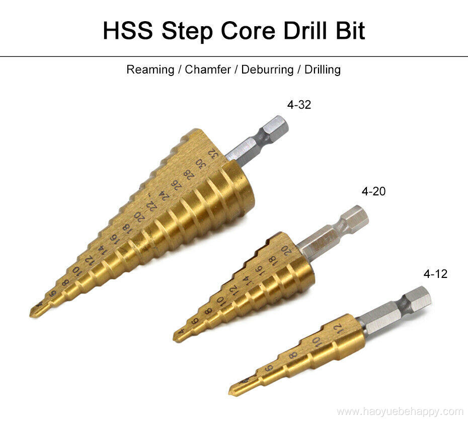 Step Cone Drill Titanium Bit Set