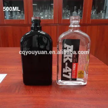 Spray painted Ak-47 shaped 500ml black glass bottle for vodka
